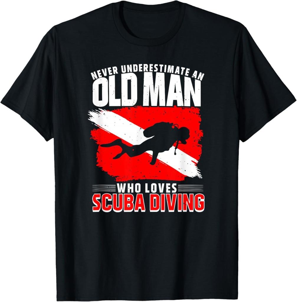 Never Underestimate an Old Man Diver Gift Diving T-Shirt