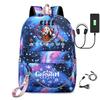 Printed Iron Chain Usbgenshinimpact Yuanshen Backpack Leisure Middle School Student Travel School Bag