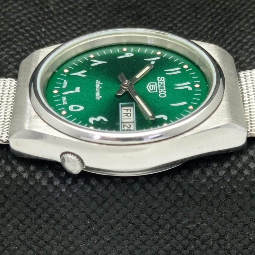 USADO VINTAGE SEIKO 5 AUTO 6309A JAPÃO MASCULINO D/D ÁRABE VERDE RELÓGIO 589-a310815-2 SKU589-a310815