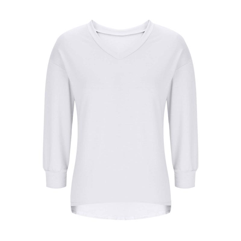 Women S Casual Solid V Neck Long Sleeve Pullover Sweatshirt
