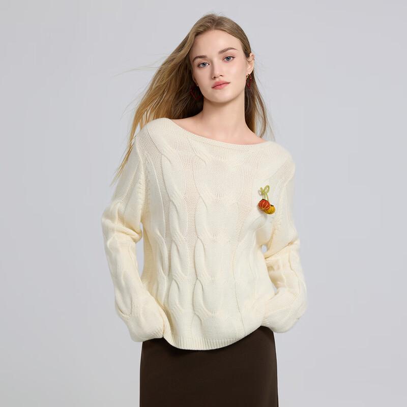 She-Picture Playful Pumpkin Cable Knit Sweater