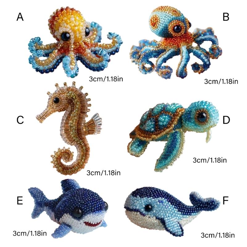 652F Ocean Creature Beads Embroidery Set Sea Animal Beading Project with Instruction