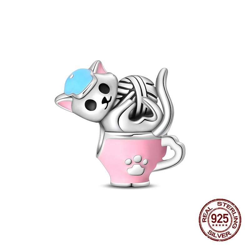 Charms Kupferrosa Katze Eule Tier Herz Zirkonia Charm Perlen Passen Original Armbänder Feiner DIY Schmuck