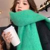 Women's wool-blended knitted solid-color scarf winter thickened warm student scarf men
