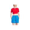 adidas Originals Round Neck Pullover Letter Logo Striped Short Sleeve T-Shirt Women Tops Red IP0665