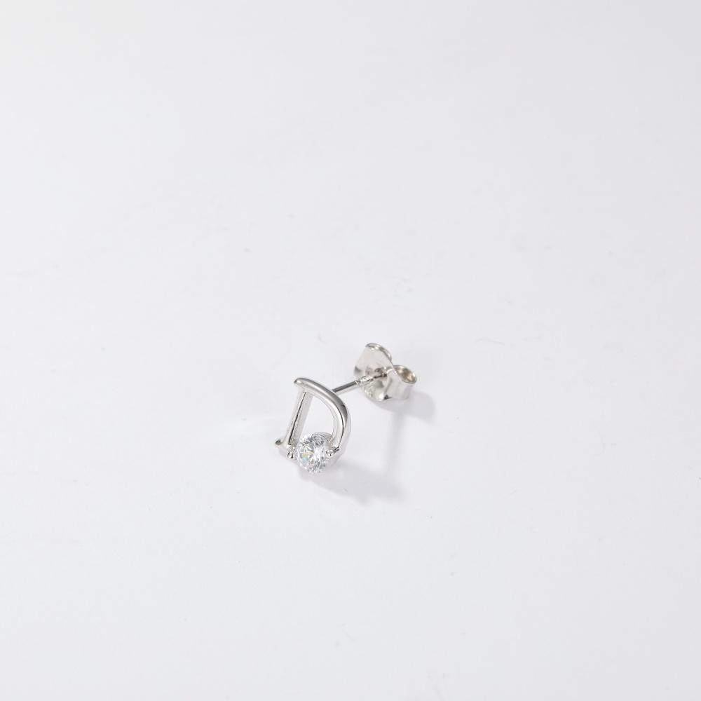 1 Stück 925 Silber Buchstaben D Zirkon Ohrstecker Ohrringe für Damen/Herren 2 Krappen Tragus Knorpel Piercing Schmuck