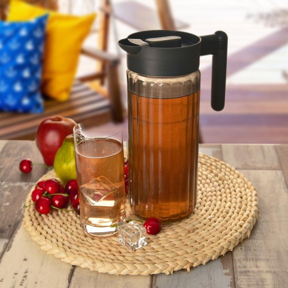Glass Jug for Drinks, Water, Juice, Lemonade, with Lid, 1.5L