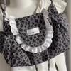 Korean Sweet Lovely Floral Tote Bag Women Lace Large Capacity Canvas Shoulder Bag Ladies Harajuku Gentle Versatile Underarm Bags