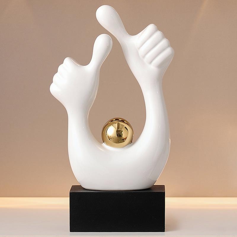 Modern Ceramic Ornaments  Creative Character Gesture Sculpture  Desktop Figurines Accessories Decoration Coffee Table Sculpture