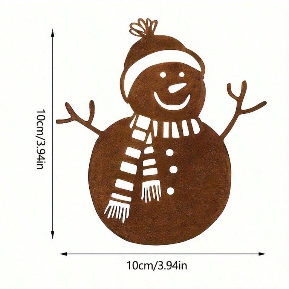 Деревенский снеговик Металлическое настенное искусство Винтажное Рождественское украшение для дома Железное ремесло TY67084-xiu-0 разноцветный