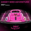 Angry Bird Licensed Waltzer Car, 12V Kids Bumper Car W/ Joysticks, Remote, Music LED Lights, Pink