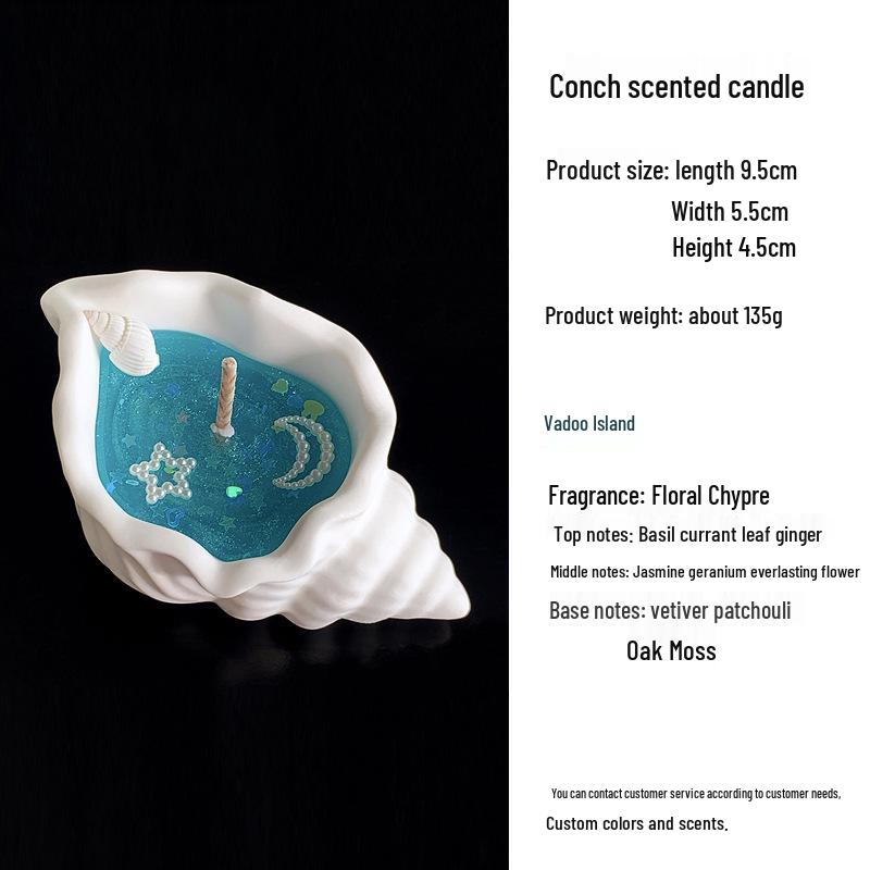 Handmade Ocean-Themed Seashell Candle with Fragrance Jelly and Starfish