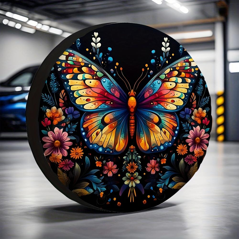 1pc, Spare Tire Covers Beautiful Butterfly1 Durable 100% Polyester Fabric,Without Electricity Versatile Suitable For Jeep Tire