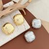 Exaggerated Square Stud Earrings: Elegant S925 Silver Needle, European & American Style