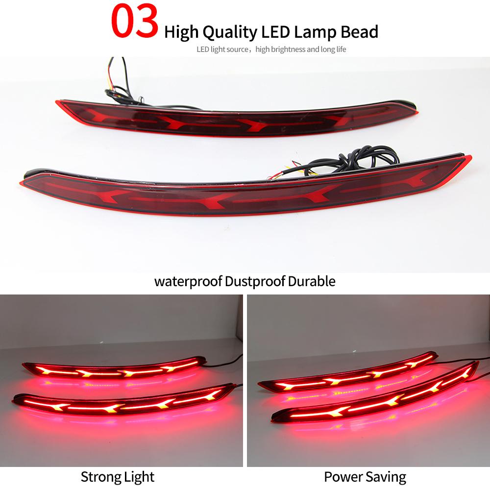 2 Pcs LED Reflector For Hyundai Elantra 2016 2017 2018 2019 2020 Rear Bumper Fog Lamp Brake Light Turn Signal Light