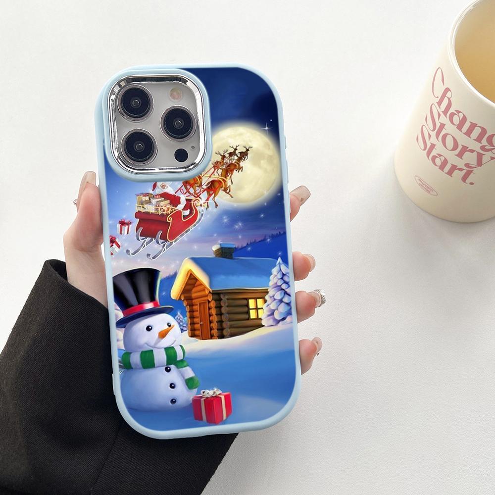 N103 Capodanno Buon Natale desig art Custodie Morbide per Telefono per Samsung S24 S23 Plus A15 A35 A54 Infinix Hot40i Bordo Placcato Protezione Fotocamera Cover Posteriore