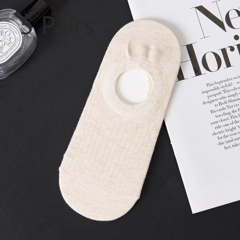 5 Pairs of Spring and Summer Thin Mesh Invisible Socks Women's Non-slip Non-drop Heel Bone-less Sweat Breathable Shallow Boat Socks