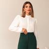 2024 Autumn Women's Fashion Lace Collar Solid Color Versatile Shirt