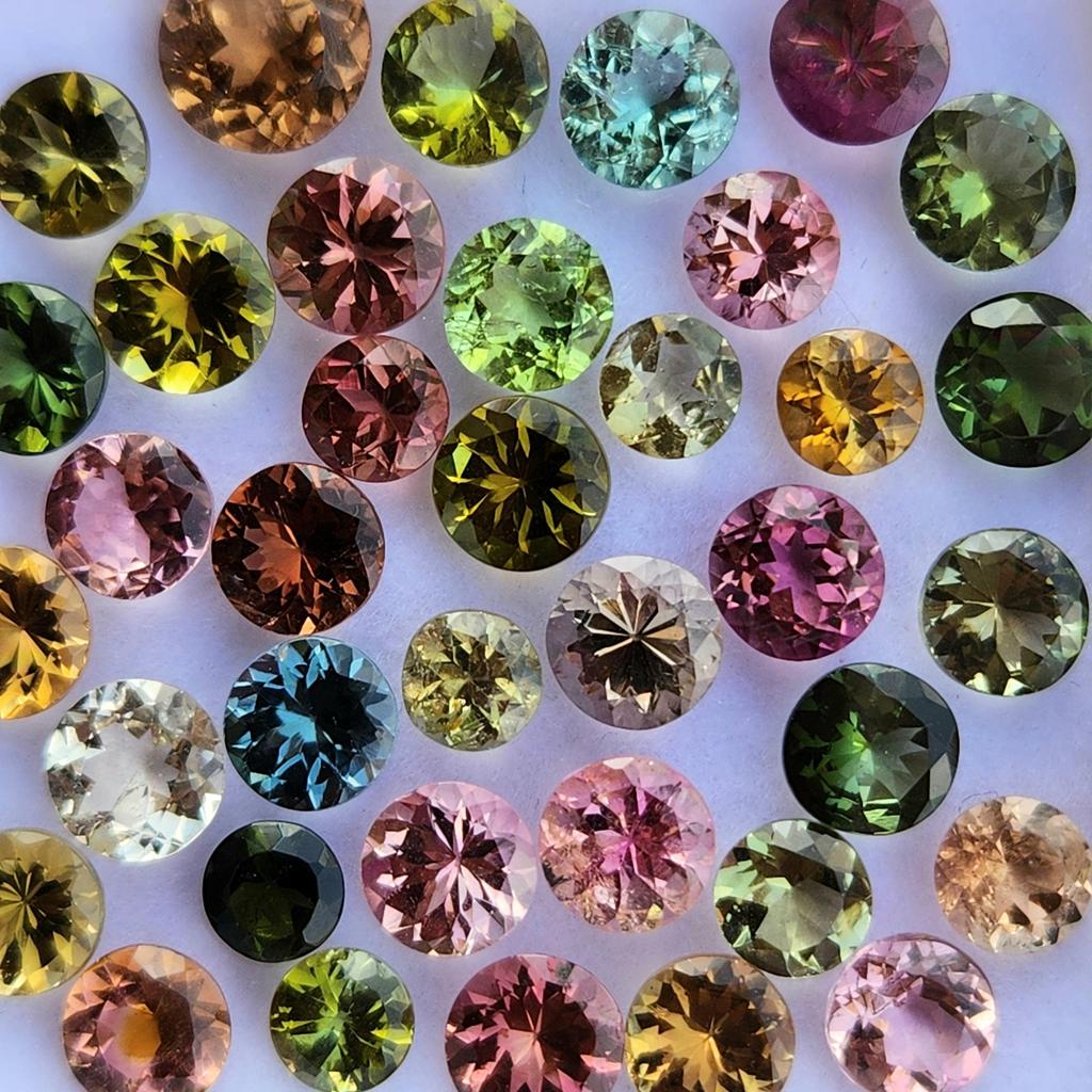Round Cut Natural Tourmaline 3 MM Size Gemstone, 10 Pcs Multi Tourmaline Lot, Loose Gemstone Lot, October Birthstone For Making Jewelry.