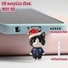 2D Acrylic Christmas Limited Edition Cat Police Phone Dust Plug, Black and White Cats In Police Uniforms Are Super Cute
