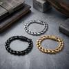 Men‘s Stainless Steel Cuban Link Chain Bracelet Wristband for Men Classical Jewelry Bracelets with Spring Clasp Waterproof 11MM