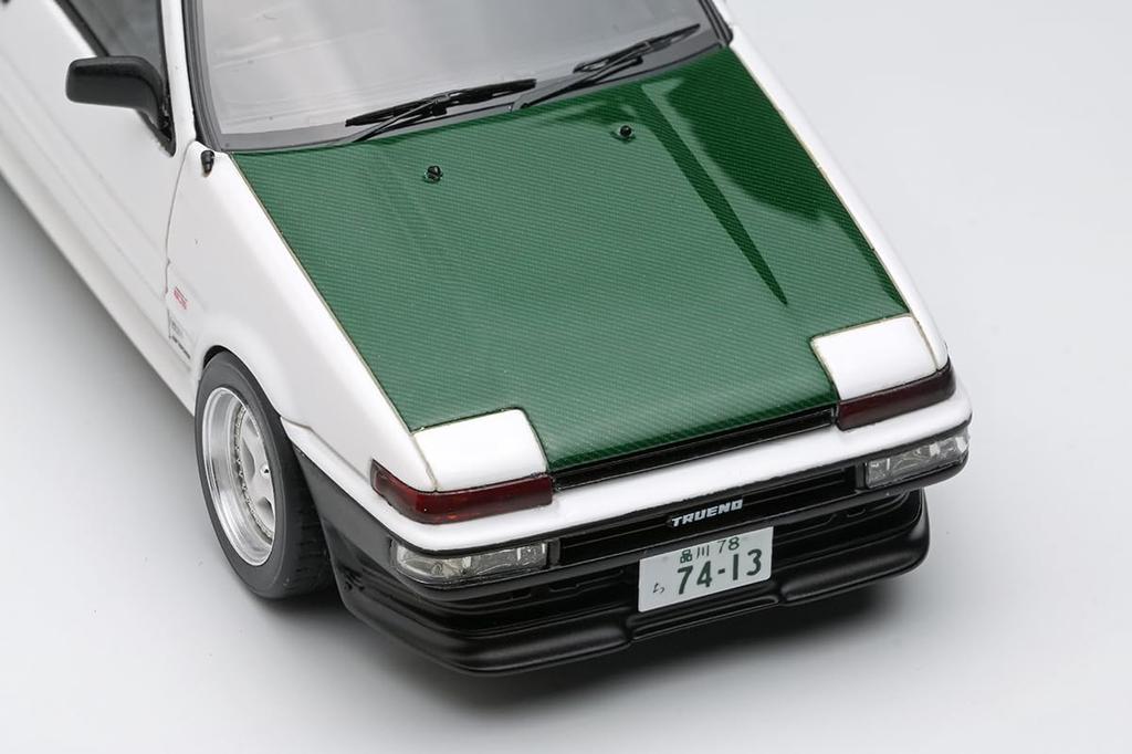Make up EIDOLON 143 Toyota Sprinter Trueno (AE86) (3 Door) Tk-Street Ver. White (Green Carbon Hood) Finished Model EM718