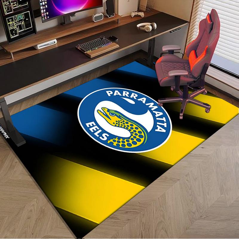 Parramatta Eels Team Crest Area Rug Office rug, Chair Rug, Decor Carpet Livingroom bedroom Mat, Large Size Fan gifts Christmas gifts