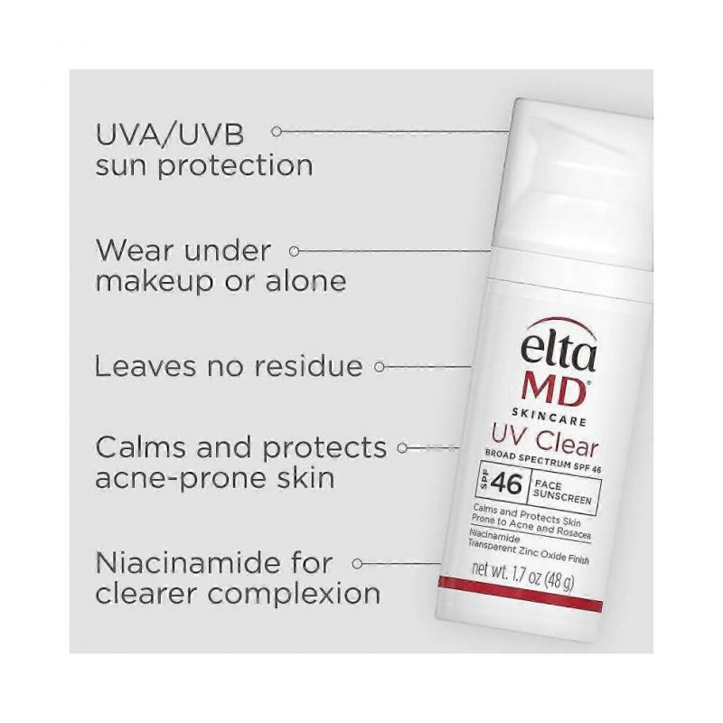 EltaMD UV Clear Gesichts-Sonnenschutz LSF 46, Ölfreier Sonnenschutz mit Zinkoxid