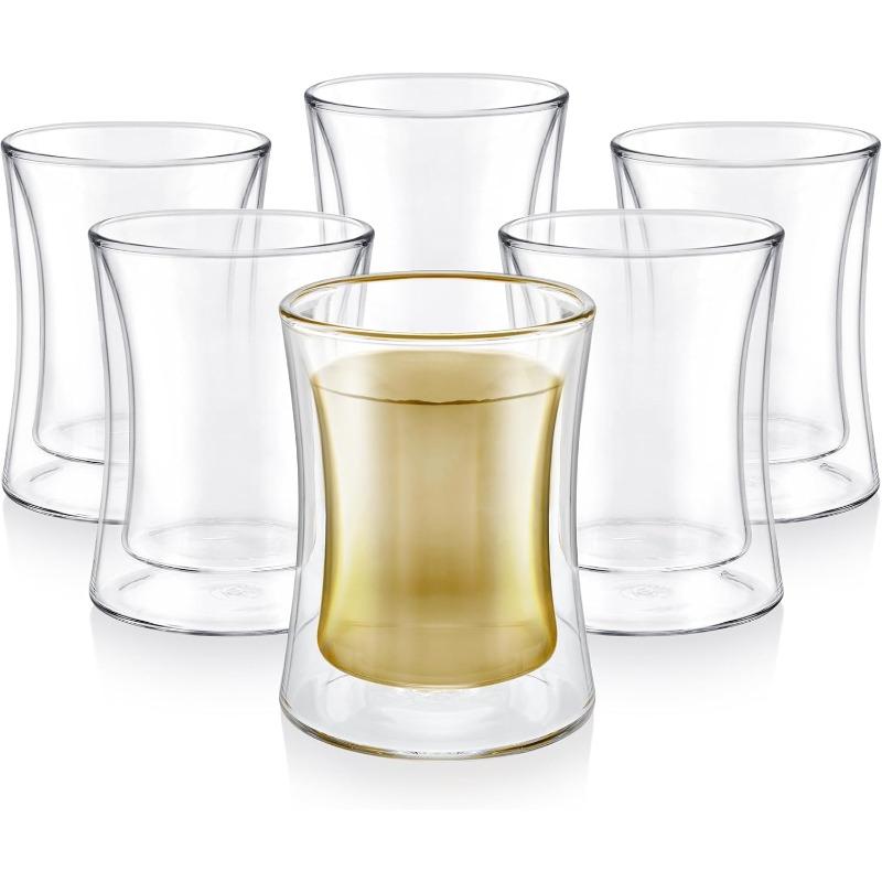 

Современные термоизолированные стаканы для турецкого чая - Набор из 6 стеклянных чашек с двойными стенками (6 унций / 177 мл) 6 oz-177 ml чистый