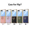 Electroplated Diamond Grid PU Leather Ring Holder Case for Samsung Z Flip7/6/5