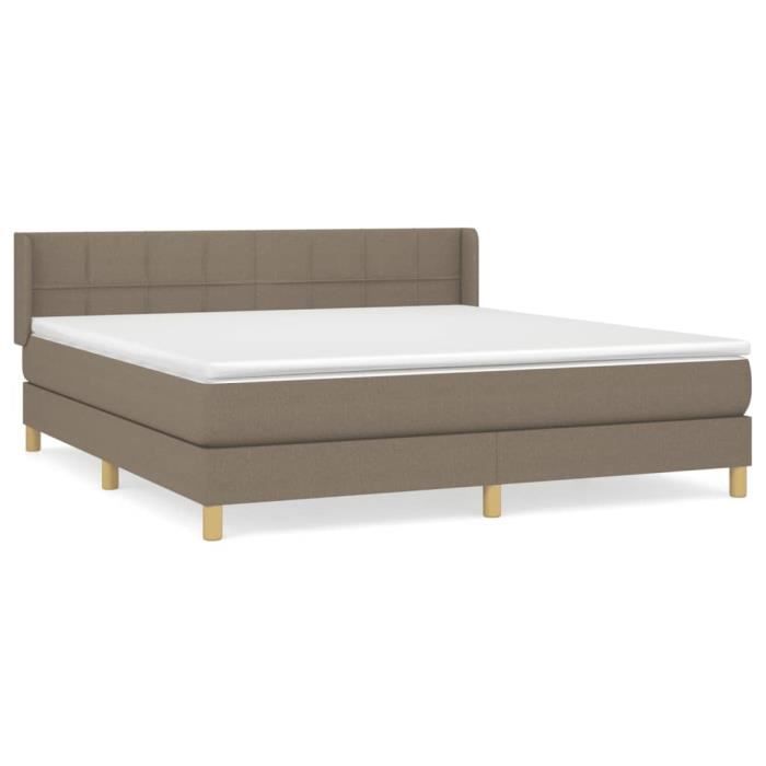 3130293 vidaXL Lit à sommier tapissier avec matelas Taupe 180x200 cm Tissu
