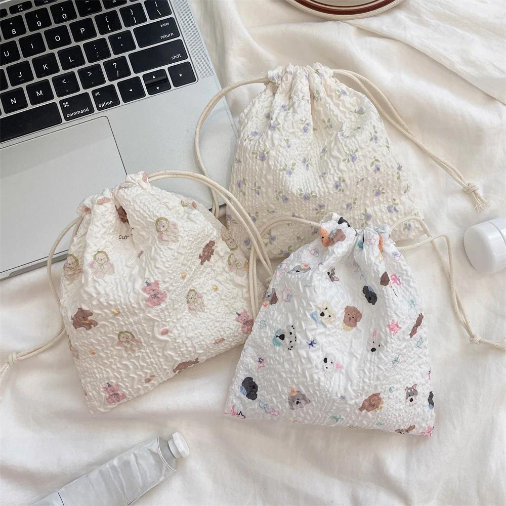 Cartoon Drawstring Cosmetic Bag Clutch Bag Large Makeup Organizer Bags Cosmetic Pouch Women Cute Toiletry Beauty Case
