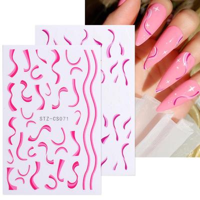 Adesivi per unghie con fiamma di fuoco 3D Design astratto di fiori Decalcomanie per nail art Linee di moda Nastro a strisce Avvolge Slider per decorazioni per unghie