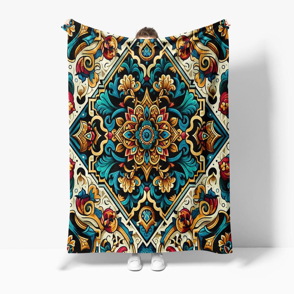 Bohemian Floral Ethnic Paisley Mandala Print Blanket Throw Sofa Bed Cover Decorative Quilt 75x100cm