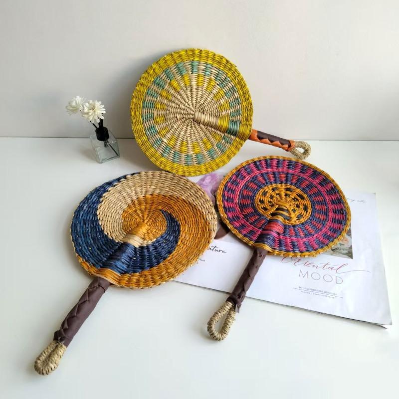 Hand Woven Seaweed Fan Wall Mounted Decorative Fan Summer Cooling Hand Fan