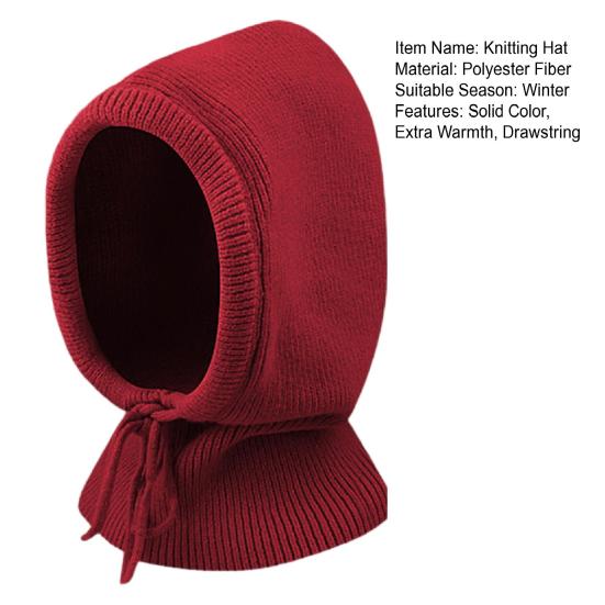 Örgü Şapka Atkı Seti Düz Renk Ayarlanabilir Büzgülü İpli Atkı Şapka Kadın Kışlık Sıcak Rüzgar Geçirmez Esnek Termal Şapka