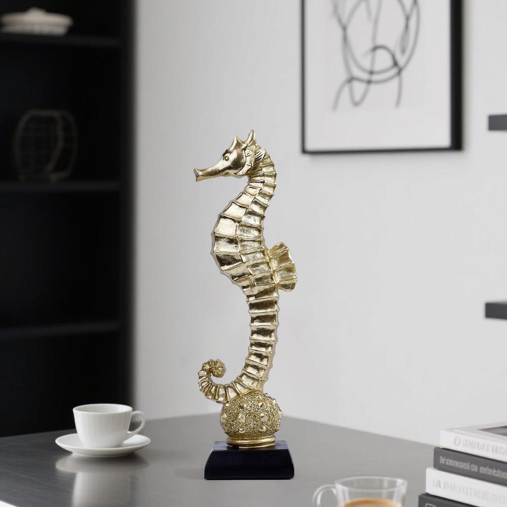 Gilded Seahorse Seashell TV Cabinet - Modern Home Decor Piece