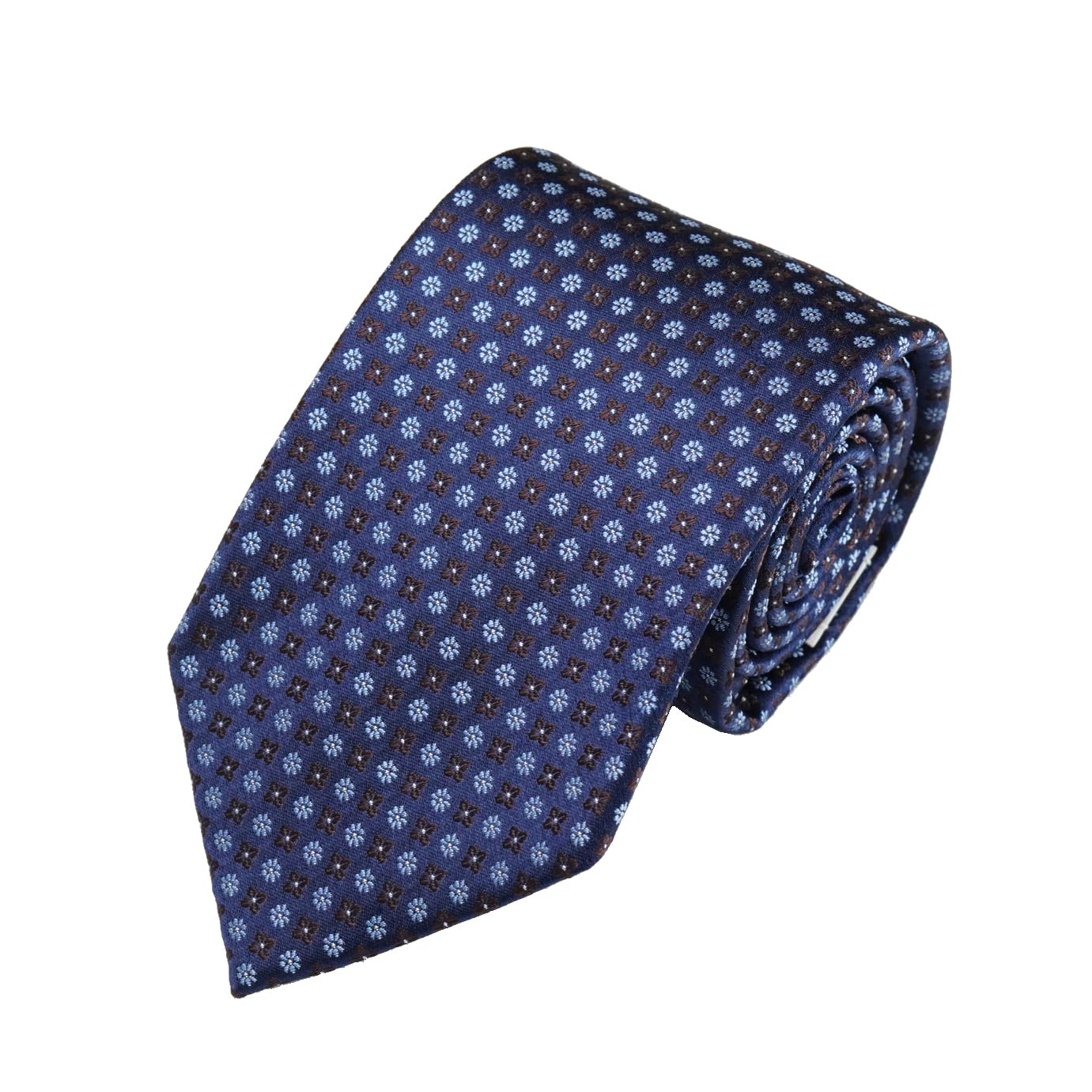 [New Yorker Blue] Small Pattern (Small Flower) Tie NB910419 Navy Brown Free Size Business Suit Style Gift