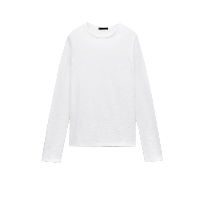 Spring New Arrival Easiest for Match Casual Inner Wear Base Minimalist Cotton round Neck Long Sleeves Cotton T-shirt 0085180