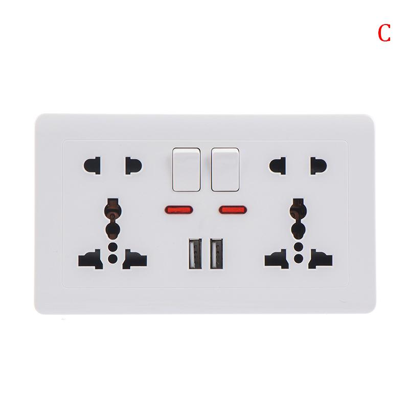 Veggstrømkontakt Universal 5 Hull 2.1A Dobbel USB-laderport Kontakt