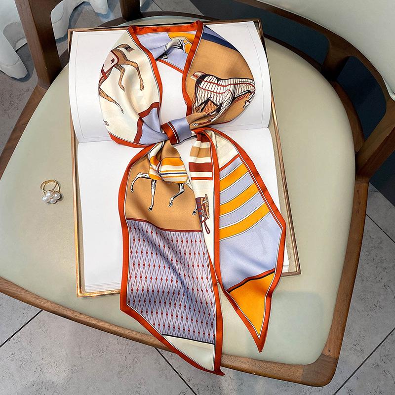 New Spring And Autumn Fashion Sunscreen Scarf For Women, Narrow, Long, Sharp Corner Professional Small Scarf, Decorative Tie Bag Hair Strap