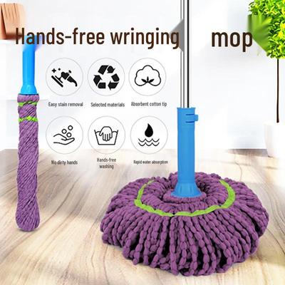Hands-Free Rotating Self-Wringing Mop - Water-Absorbing, One-Wipe Clean