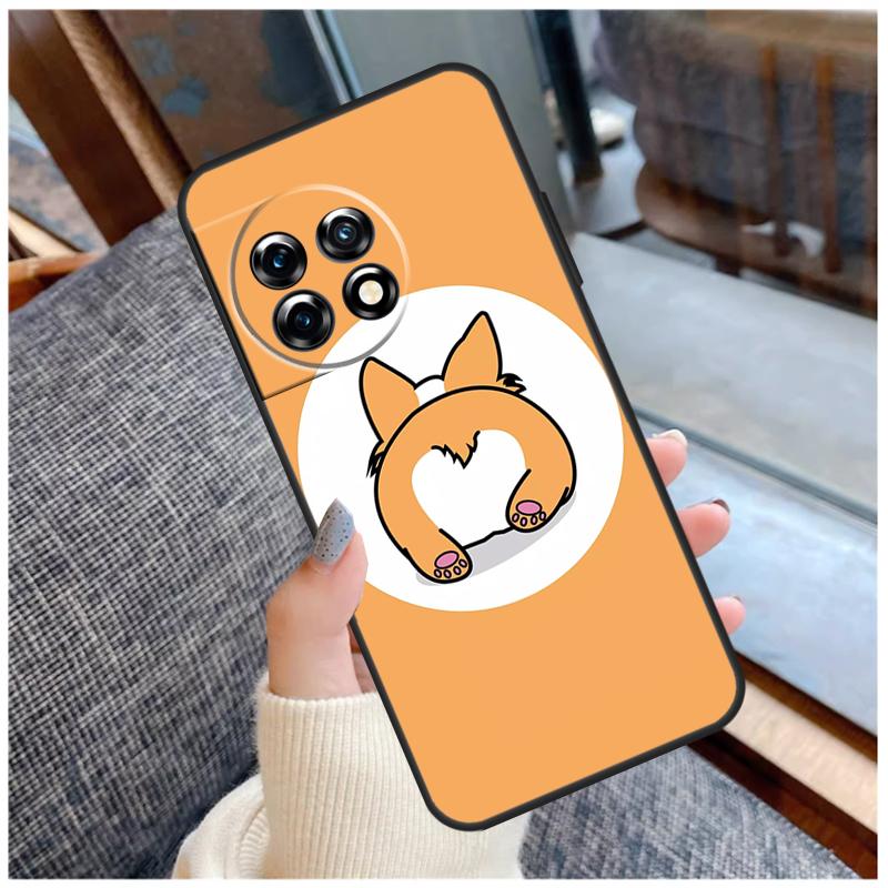 Cartoon Corgi Case For OnePlus 13 15 13R 13T 12 12R 11 9 10 Pro 10T 8T Nord 5 CE 2 3 4 Lite N20 N30 Coque