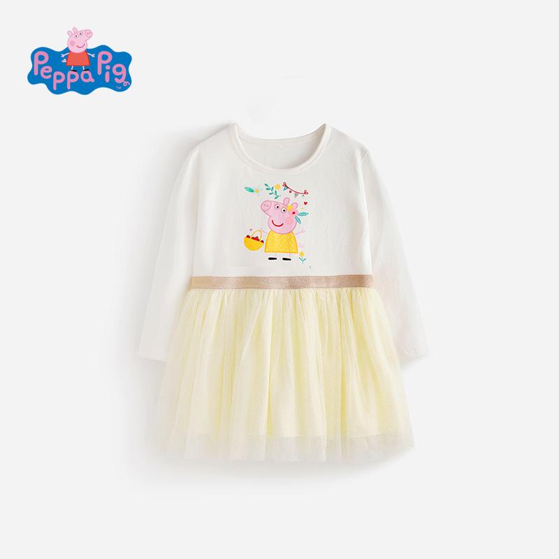 Детский сетчатый комбинезон-платье принцессы с длинным рукавом Свинка Пеппа 90 cm