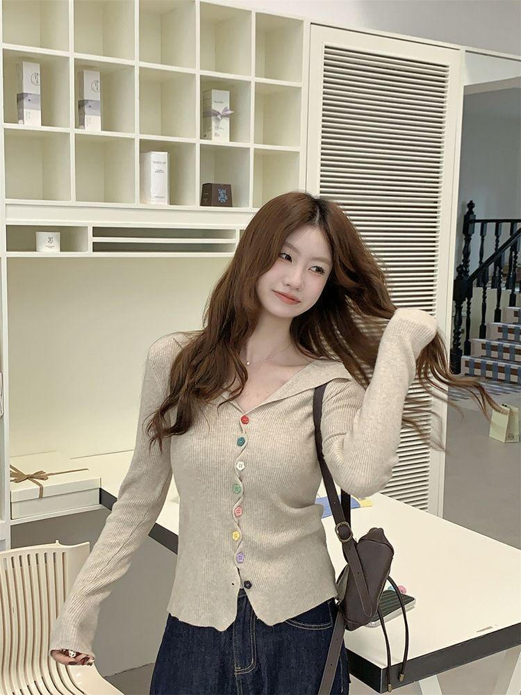Korean Color Block Long Sleeve Knitted Sweater with Flattering Fit