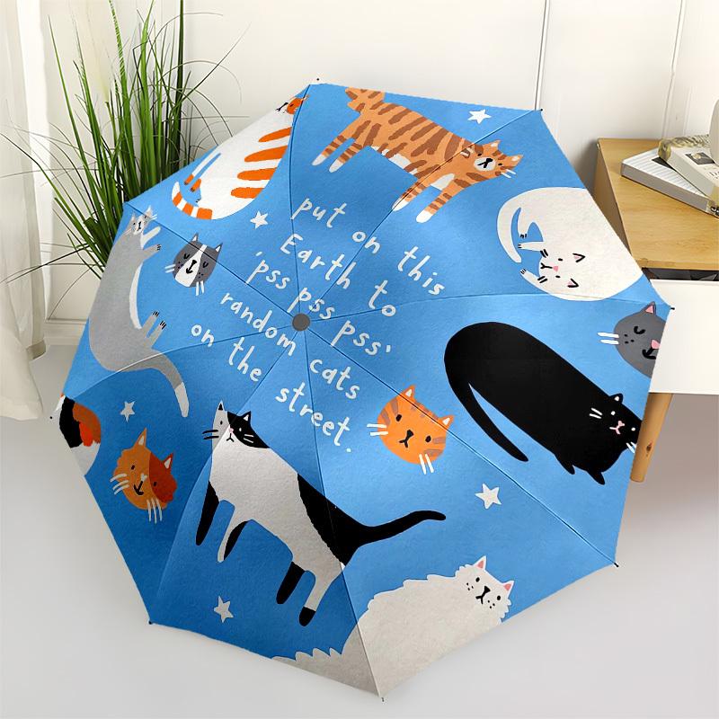 

1pc Random Cats Street Umbrella with Plastic Handle,Vibrant Cartoon Pattern,Multi-functional UmbrellaPT268