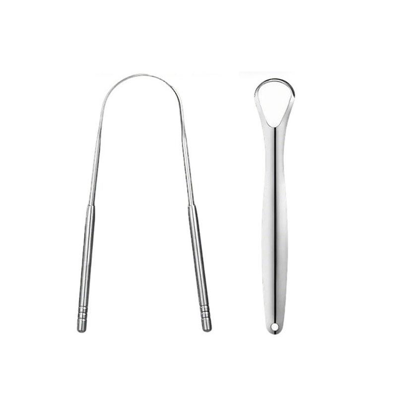 1/2 Pcs Reusable Stainless Steel Useful Tongue Scraper Cleaning Coated Tongue Cleaner Fresh Breath Oral Hygiene Care Tools SGQ01