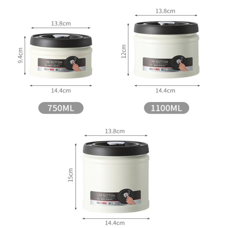 Coffee Bean Vacuum Sealed Tank Stainless Steel Grain Tea Nut Storage Vacuum Airtight Sealed Cans Kitchen Storage Organizer