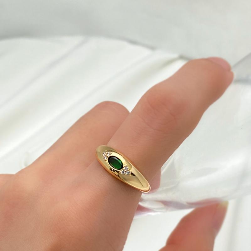 New Emerald Oval Cut Natural Zircon Ring For Women Rose Gold Color Fashion High Quality Daily Fine Wedding Jewelry