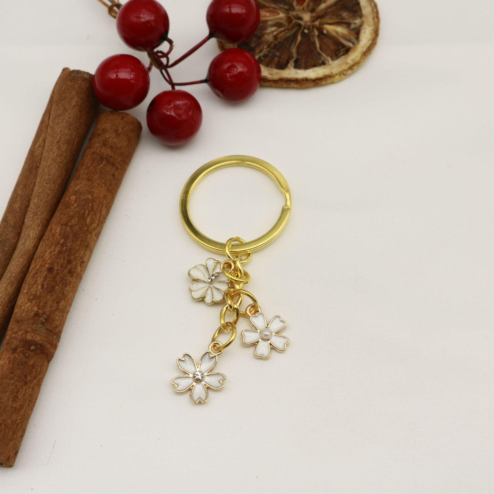 Cherry Blossom & Plum Flower Keychain - Stylish, Simple, and Girly.